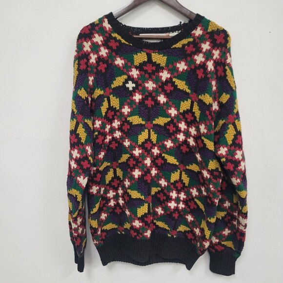Northern Isles Other - Vintage Northern Isles Mens Holiday Sweater Size L Multicolor 80S Grandpacore